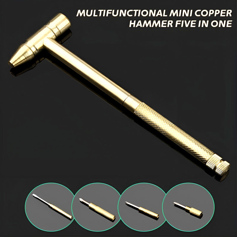 6-in-1 Mini Brass Hammer Screwdriver Set