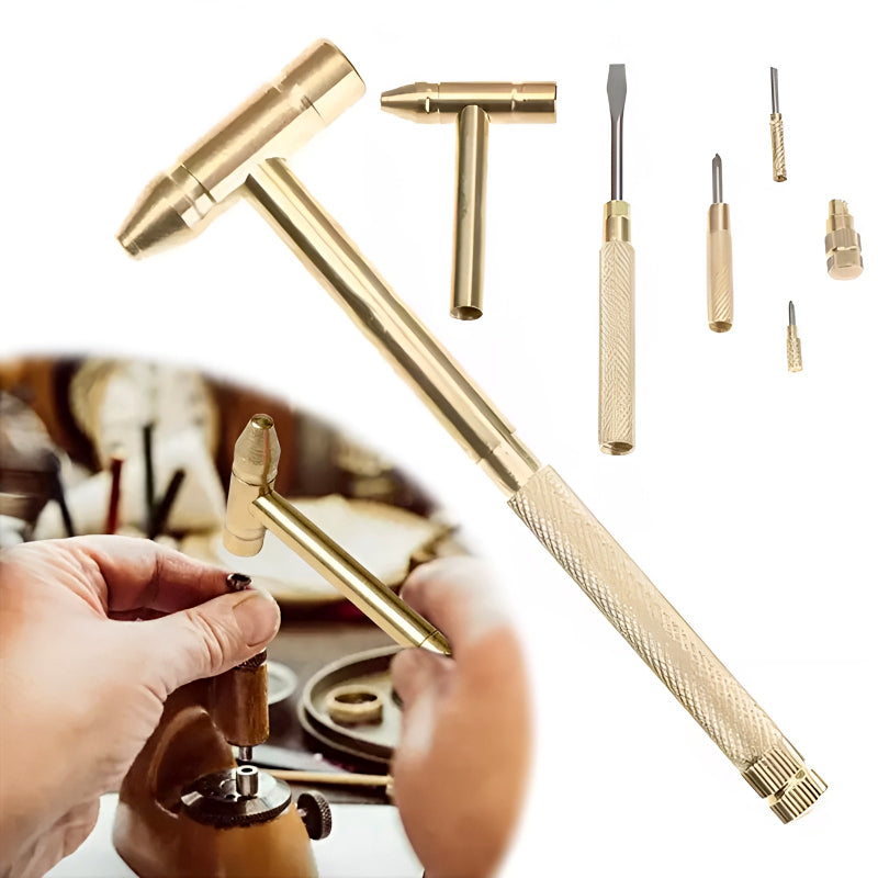 6-in-1 Mini Brass Hammer Screwdriver Set