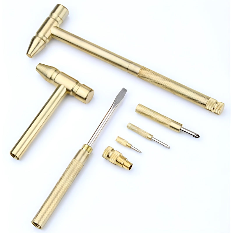 6-in-1 Mini Brass Hammer Screwdriver Set