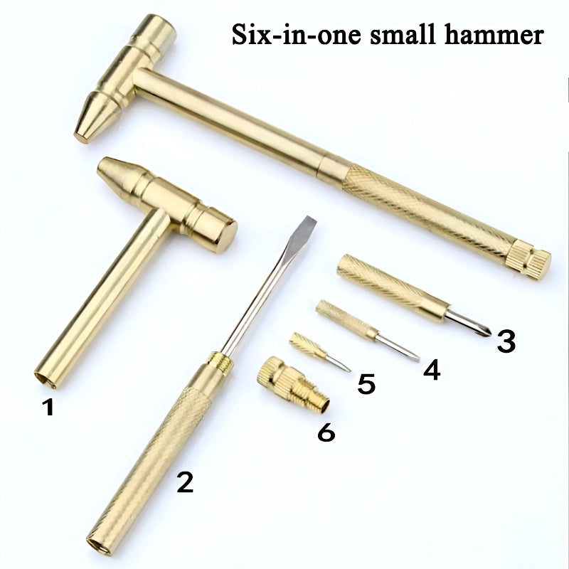 6-in-1 Mini Brass Hammer Screwdriver Set