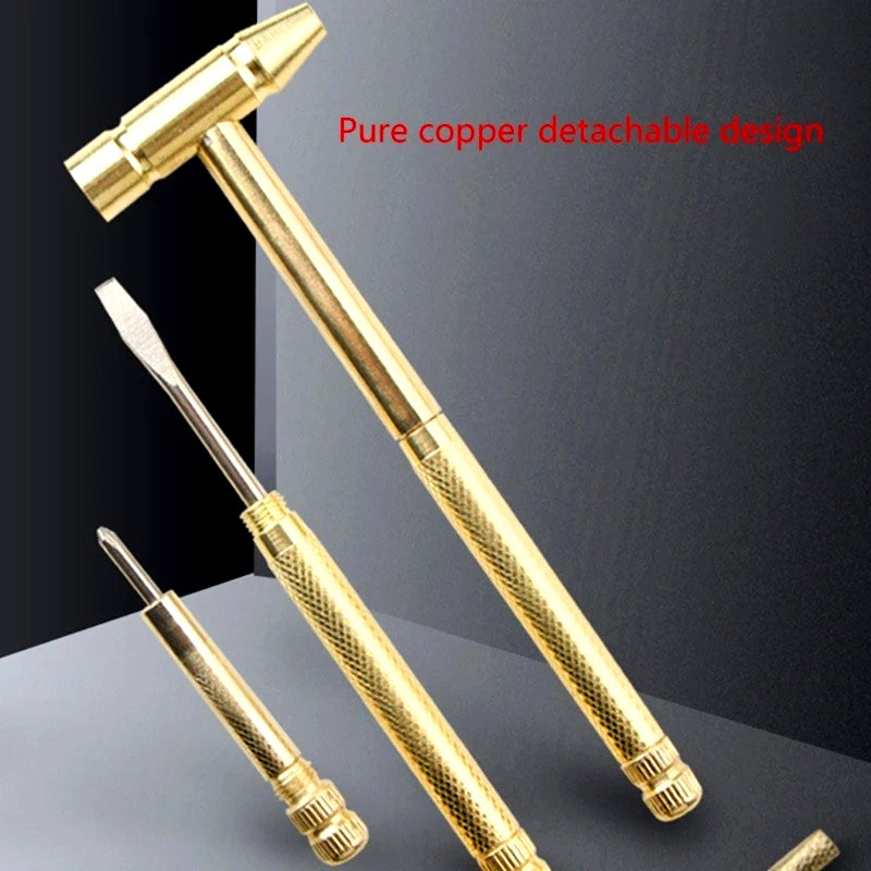 6-in-1 Mini Brass Hammer Screwdriver Set
