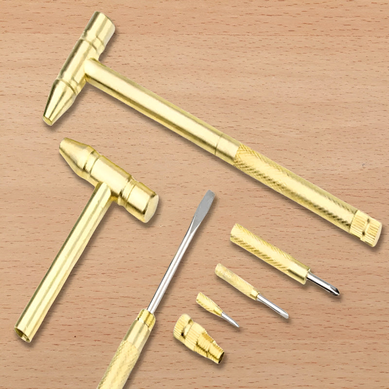 6-in-1 Mini Brass Hammer Screwdriver Set