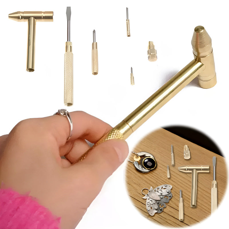 6-in-1 Mini Brass Hammer Screwdriver Set